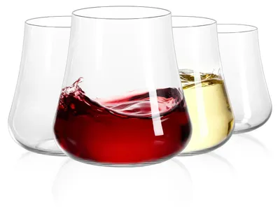 Steillose Weingläser 600 ml, 4er Set, Kristall, modern