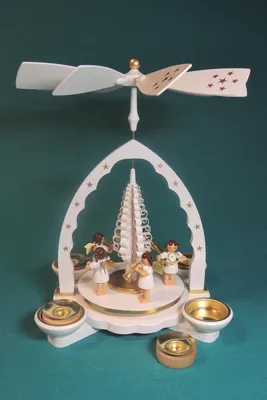 Produktbild von Pyramide Engel mit Instrumenten und Teelichter bunt Höhe ca. 27cm