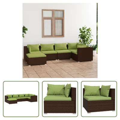 Produktbild von The Living Store 6-tlg. Garten-Lounge-Set mit Auflagen Poly Rattan Braun