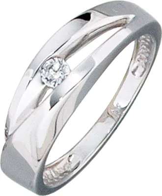 Produktbild von JOBO Damen Ring 375 Gold Weißgold 1 Zirkonia Goldring Größe 58