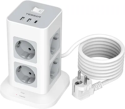 Produktbild von TESSAN Mehrfachsteckdose 8 Fach Steckdosenleiste 1 USB C und 2 USB A mit 2M Skabel