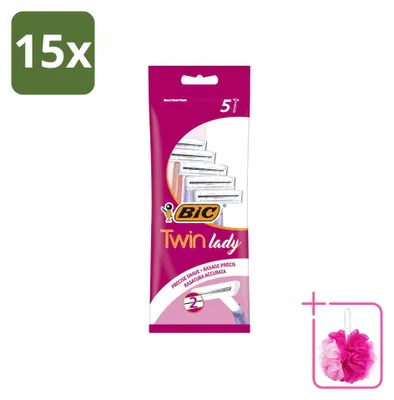 Produktbild von 15 x Bic Twin Lady Einwegrasierer mit Doppelklinge - Sparpackung - 15 Stücke