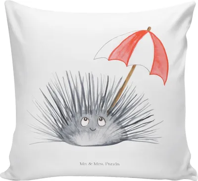 Produktbild von Mr. & Mrs. Panda 40x40 kissen Seeigel - Weiß - Geschenk, Couchkissen, für sofa, Sofakissen, bedruckt, Achtsamkeit, Meer, Selbstliebe, Kuschel, Hier und Jetzt, Lebe, Leben
