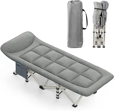 Imagen del producto de Cama de camping plegable, cama de invitados plegable con capacidad de hasta 200 kg, dimensiones 190 x 68 x 40 cm. Cama de campo, cama de invitados con bolsa de almacenamiento, ideal para camping, jardín, interiores y exteriores