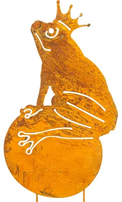 Froschkönig auf Kugel – Gartendekoration aus Cortenstahl, 50 cm