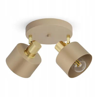 Produktbild von FKL DESIGN Home Deco Deckenlampe Deckenleuchte Ecru-Gold 2-flammig E27 Metall Lampeschirme Lampe aus Serie N485 (EG2)