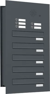 Produktbild von 5er Briefkastenanlage Mauerdurchwurf Klingel RAL 7016 Anthrazit