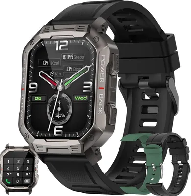 Produktbild von Herren-Armbanduhr mit Telefonfunktion,1,83-Zoll-Touchscreen, wasserdicht, mit Blutdruckmessung, Herzfrequenz,Schrittzähler,19 Sportmodi iOS Android