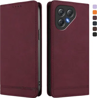 Immagine prodotto di Custodia per Tecno Pova 7 Neo, custodia retro in Finto cuoio con supporto e slot per carte di credito Rosso