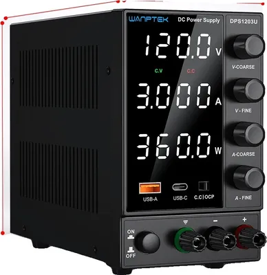 Immagine prodotto di Alimentatore DC, regolabile 30V 10A, ricarica rapida USB, DPS1203U 120V 3A