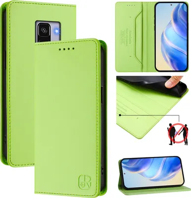 Produktbild von Lederhülle für Samsung Galaxy A8 2018 Hülle Flip Brieftasche Kartenfächern Ständer Schutzhülle Grün