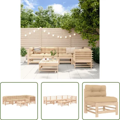 Produktbild von The Living Store 6-tlg. Garten-Lounge-Set mit Kissen Massivholz