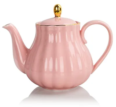 Productafbeelding van Porseleinen Theepot met Zeef en Deksel - 900ml - Pompoenvorm