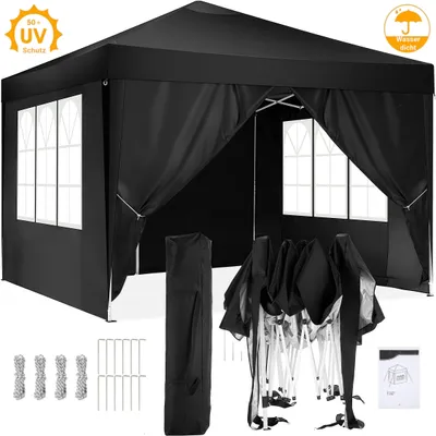 Produktbild von Składany pawilon 3x3m Pop Up Składany pawilon z 4 ścianami bocznymi, wodoodporny, ochrona UV 50+ namiot ogrodowy, namiot imprezowy, pawilon ogrodowy, z torbą, szary