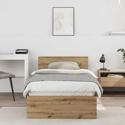 Image de Cadre de lit Chêne artisanal 90 x 200 cm Bois d'ingénierie
