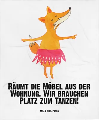 Produktbild von Mr. & Mrs. Panda Plaid Fuchs Ballerina - Weiß - Geschenk, Feier, Party, Schlummerdecke, Kinderdecke, Schmusedecke, Tanzen, Fleecedecke, Geburtstag, Babydecke, Füchsin