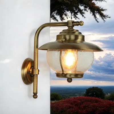 Produktbild von Außen Leuchte Messing Glas rostfrei maritimes Design Antike Wand Lampe Laterne Hof Balkon Haus