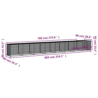 Immagine prodotto di vidaXL Gabbia per polli con tetto antracite 803x98x90 cm Acciaio zincato