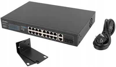 Obrázek produktu pro Lanberg Switch 16X 100MB DSP+/2X1GB/1XSFP Rack 10/19" 150W
