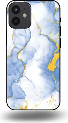Produktbild von Smartphonica Handyhülle geeignet für iPhone 12 Mini mit Hellblau Gold Marmor Print - TPU Backcover Case Hellblau Gold Marmor Design