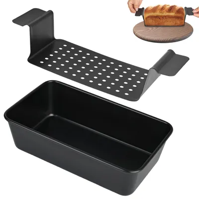 Brotbackform aus Kohlenstoffstahl mit Abtropfgitter, 24x14x6,5 cm