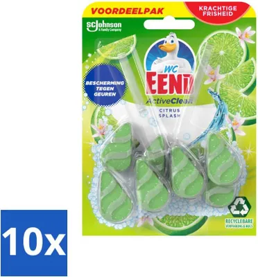 Produktbild von WC-Ente - Active Clean Citrus - WC-Stein Duo-Pack - Kraftvoller Zitrusduft - 2 WC-Steine - Vorteilspack - 10 Stücke