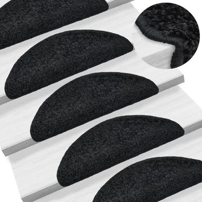 Immagine prodotto di The Living Store Tappetini per gradini 10 pezzi 56x17x3 cm Nero