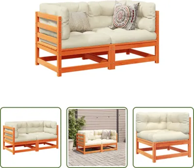 Produktbild von The Living Store 2-tlg. Garten-Sofagarnitur mit Kissen Wachsbraun Kiefernholz