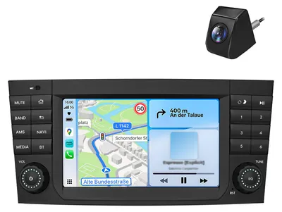 Zdjęcie produktu dla Radio samochodowe Carplay z kamerą do Mercedes-Benz klasy C/CLK/CLC W203 W209 Android GPS Navi WIFI DAB+ SWC RDS DSP USB BT 2+32 GB