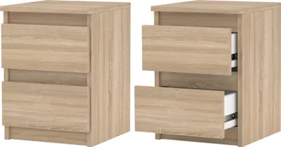 Image de Table de nuit CHÊNE SONOMA lot de 2 - Table de nuit - Meuble moderne avec tiroirs Commode en bois Armoire à tiroirs pour votre chambre à coucher
