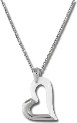 Immagine prodotto di Amello collana 50cm acciaio inox ceramica gioielli cuore signore argento bianco ESKX26W