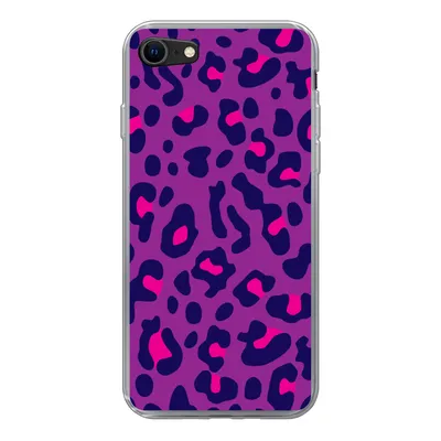 Produktbild von MuchoWow® Handyhülle Schutzhülle Hülle für iPhone 8 Pantherdruck - Lila - Rosa Silikon Softcase Handy Hülle - Schutzhaube