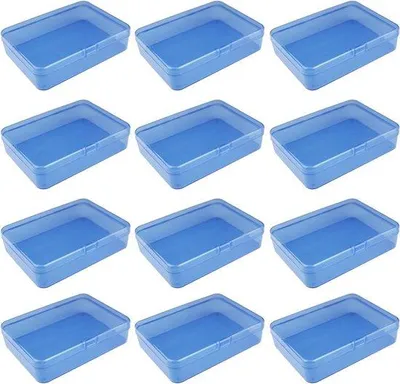 Obrázek produktu pro Sada 12 plastových nádob, modré, obdélníkové, 115 x 85 x 28 mm