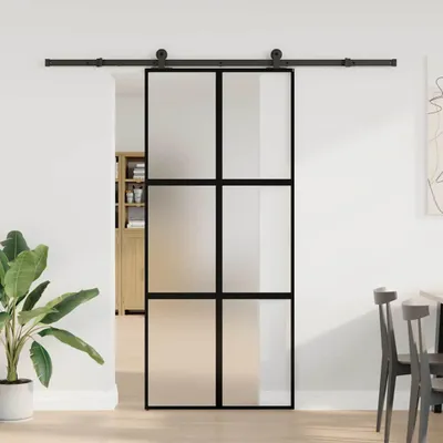 Produktbild von vidaXL Schiebetür mit Beschlag 90x205 cm Hartglas & Aluminium