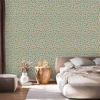 Produktbild von Vlies Tapete - Giraffe Pattern - animal pattern in turquoise spots on a light background. 50x1000 cm Muster f-A-10195-j-a