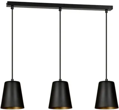 Obrázok produktu pre Luster Black čierno-zlatý 3xE27x15W kov rozmery: 100x66x14 cm IP20 Emibig
