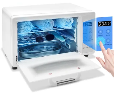 UV-Sterilisator 10L, 160W, 75°C Heißluft, für Nagelwerkzeuge, weiß