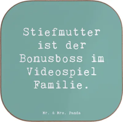 Produktbild von Mr. & Mrs. Panda Untersetzer für Gläser Spruch Stiefmutter Bonusboss - Meeresbrise - Geschenk, Coaster, Dankeschön, Videospiel, Jubiläen, Verwandte, Familie, Lächeln