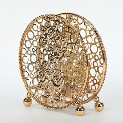 Serviettenhalter aus Metall, Gold, 12,5 x 5,3 x 12,5 cm