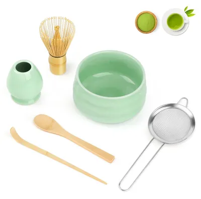 Image de Ensemble de thé Matcha complet avec cuillère et bol en bambou