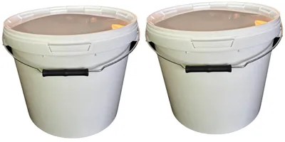 Produktbild von SILPLAST Eimer mit Deckel 17L x 2 Kunststoffeimer 17 Liter lebensmittelecht stapelbar Plastikeimer leer Weiß