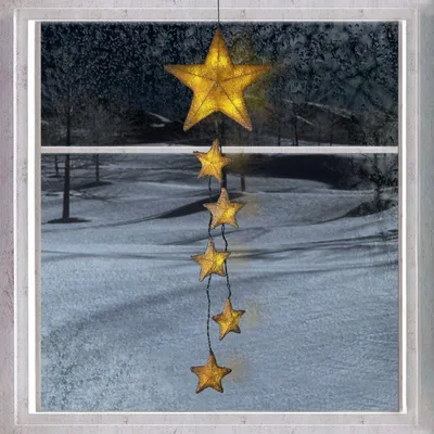 Image de Étoiles en sisal Chaîne lumineuse 15 LEDs Éclairage Décoration Noël XMAS habiter, Couleur:blanc