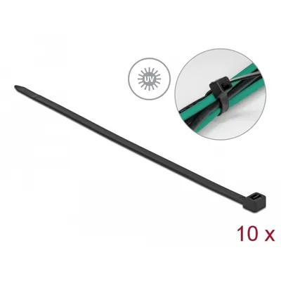 Produktbild von DeLOCK Kabelbinder UV-beständig L 920 x B 9,0 mm schwarz 10 Stück, Kabelbinder mit paralleler Einführung, Polyamid, Schwarz, 28 cm, 920 mm, 9 mm