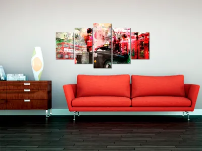 Produktbild von Akustikbild London 200x100 cm Bilder Akustikschaum Hochleistungsschallabsorber Schallschutz Leinwand 5 tlg Wandbild Raumakustik Schalldämmung 030117-7
