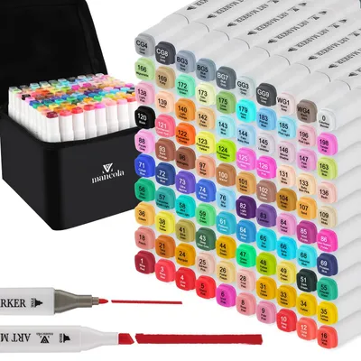 Alkoholmarker-Set 100 Farben – Doppelspitze, permanent