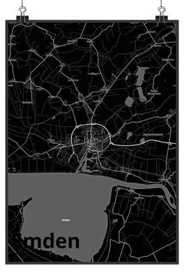 Produktbild von Mr. & Mrs. Panda Bild Emden DIN A1 - Geschenk, Deko, Wandbild, wanddeko, Plakat, drucke, Stadt, Dorf Karte Landkarte Map Stadtplan