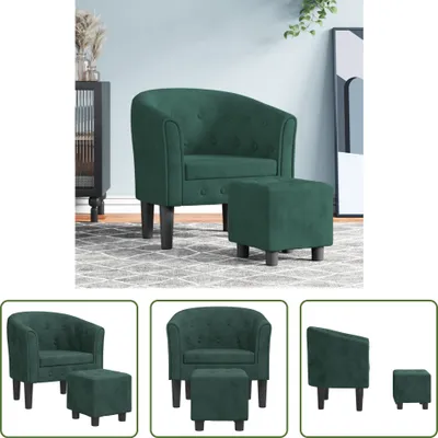 Produktbild von The Living Store Clubsessel mit Fußhocker Dunkelgrün Samt