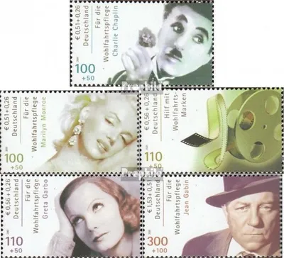 Produktbild von Briefmarken BRD (BR.Deutschland) 2001 Mi 2218C-2222C (kompl.Ausg.) postfrisch Filmschauspieler