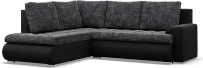 Produktbild von Links Ecksofa mit Schlaffunktion Foresta, Ottomane, Dunkelgrau + Schwarz
