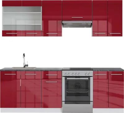 Produktbild von Küchenzeile Vicco Fame-Line Bordeaux Hochglanz/Weiß 240 cm , AP Anthrazit, Model 42161